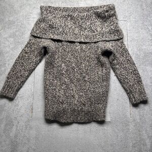 Express cowl neck cozy soft knit sweater brown‎ angora cashmere blend medium